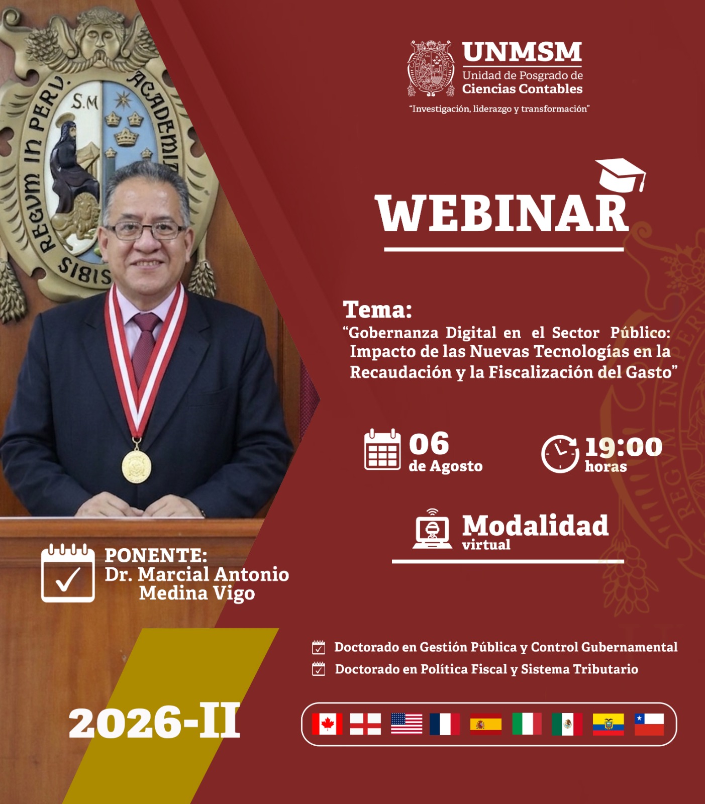 Webinar CAMADOC · Gobernanza Digital en el Sector Público · Ponente Dr. Marcial Antonio Medina Vigo · 6 de agosto de 2026
